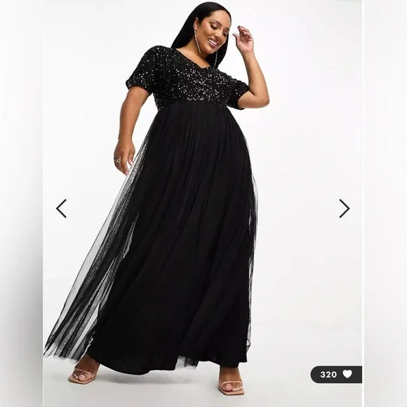 Maya Dresses | Maya Plus Bridesmaid Maxi Tulle Sequin Dress Nwt! | Color: Black | Size: 22 | Astours's Closet Maya Dresses | Maya Plus Bridesmaid Maxi Tulle Sequin Dress Nwt! | Color: Black | Size: 22 | Astours's Closet